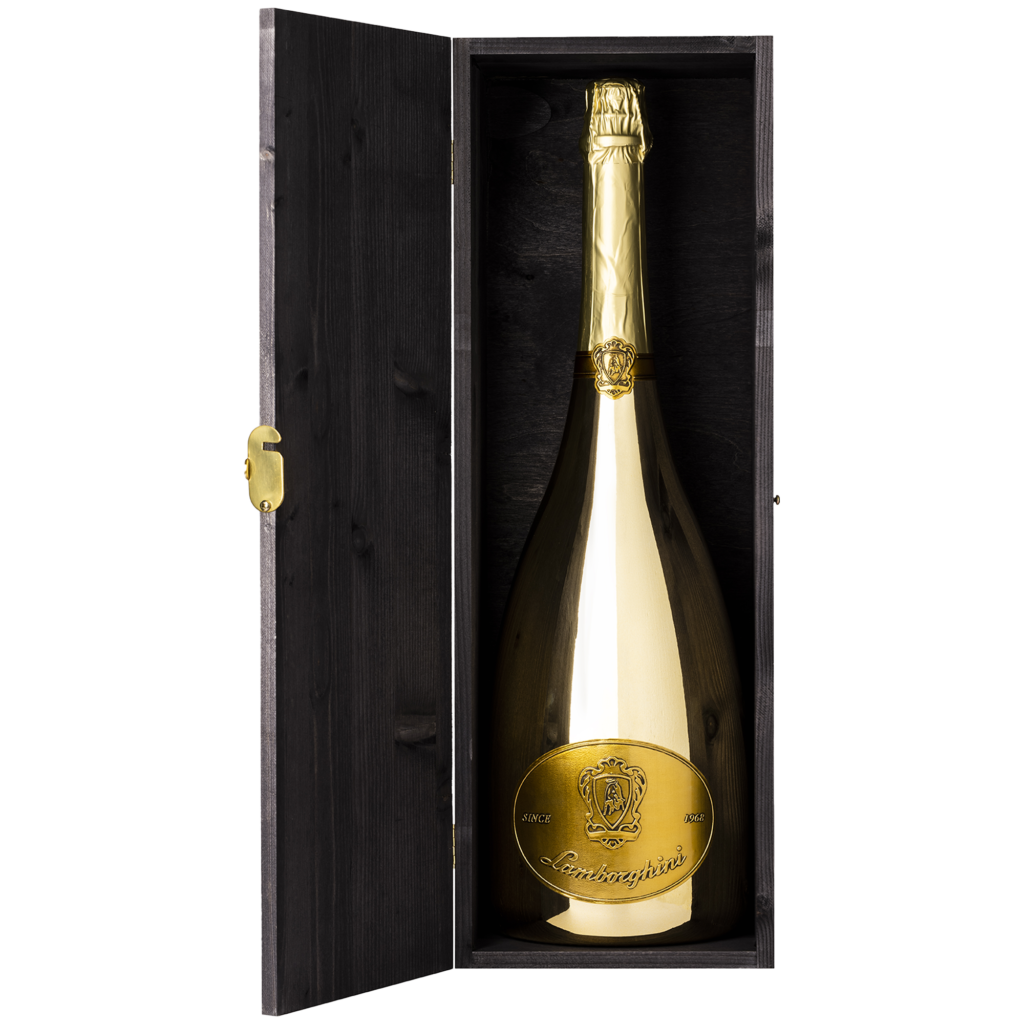 Włoskie wino Lamborghini Brut Gold Jeroboam + drewniany box