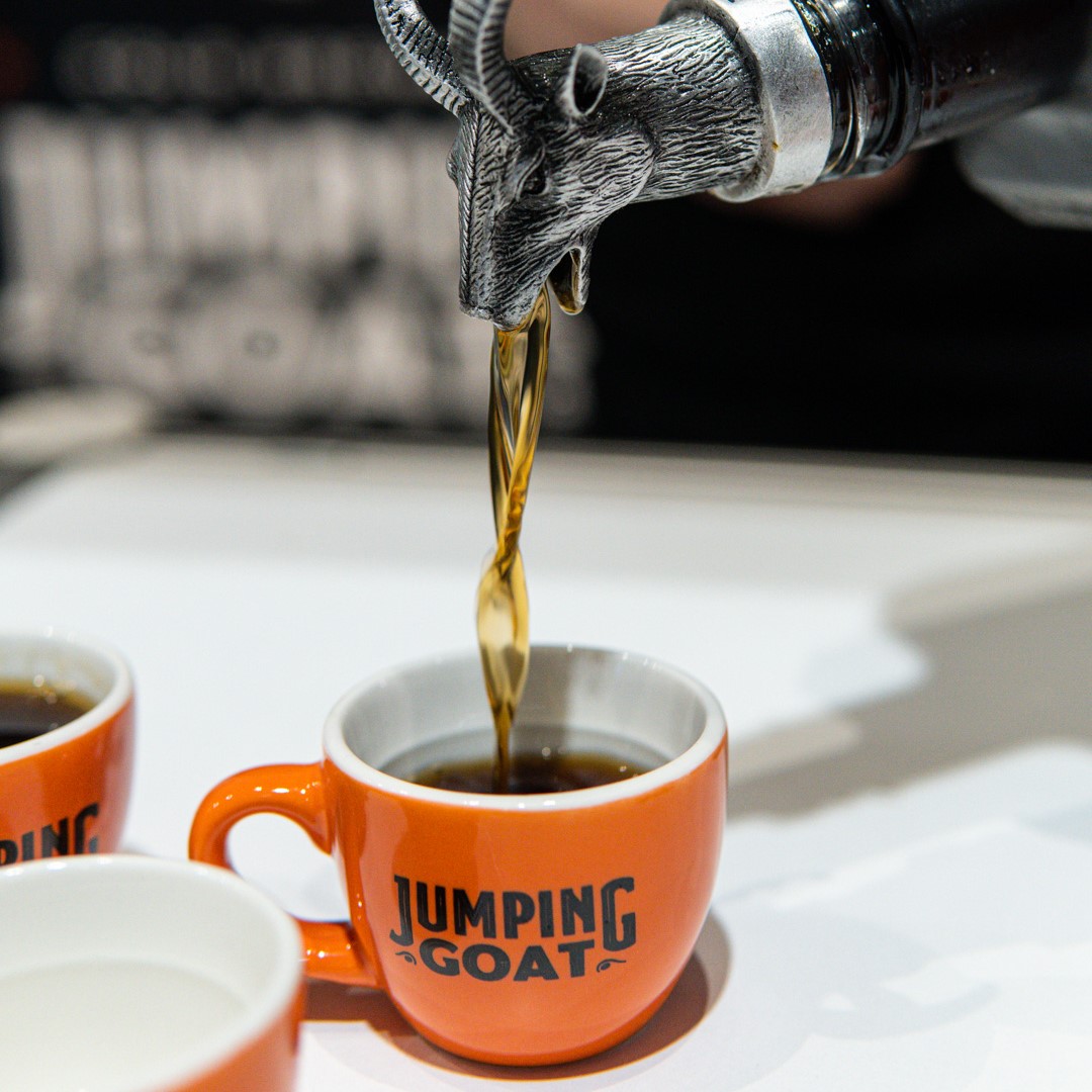 jumping goat coffee liqueur in a cup