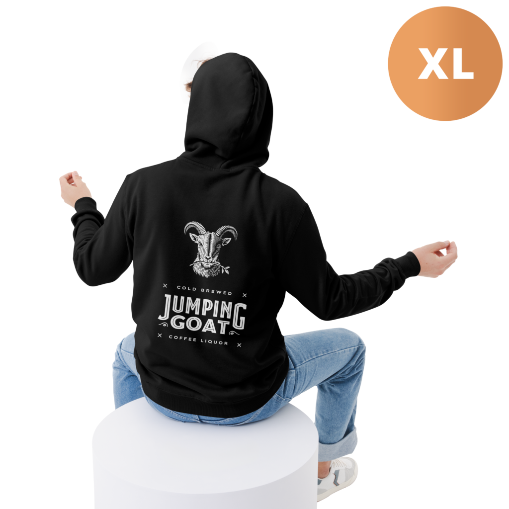 black hoodie jumping goat