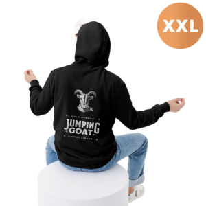 black hoodie jumping goat