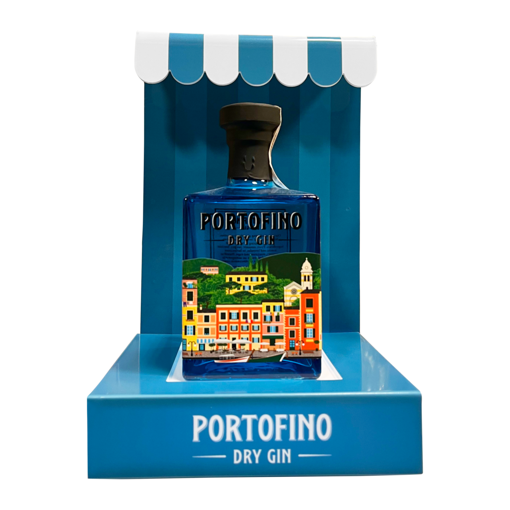 portofino dry gin bottle presenter