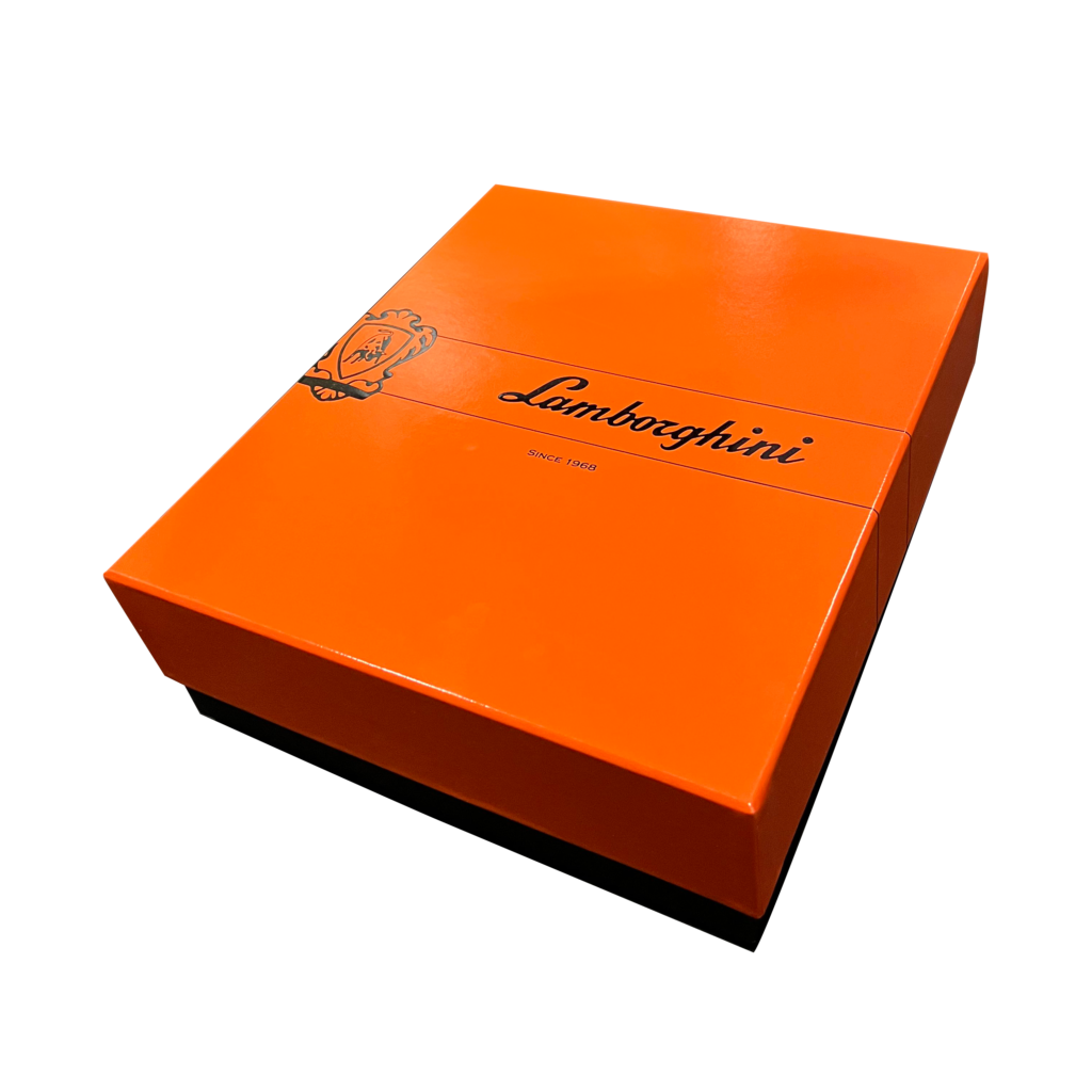 lamborghini orange bottle gift box with glasses included