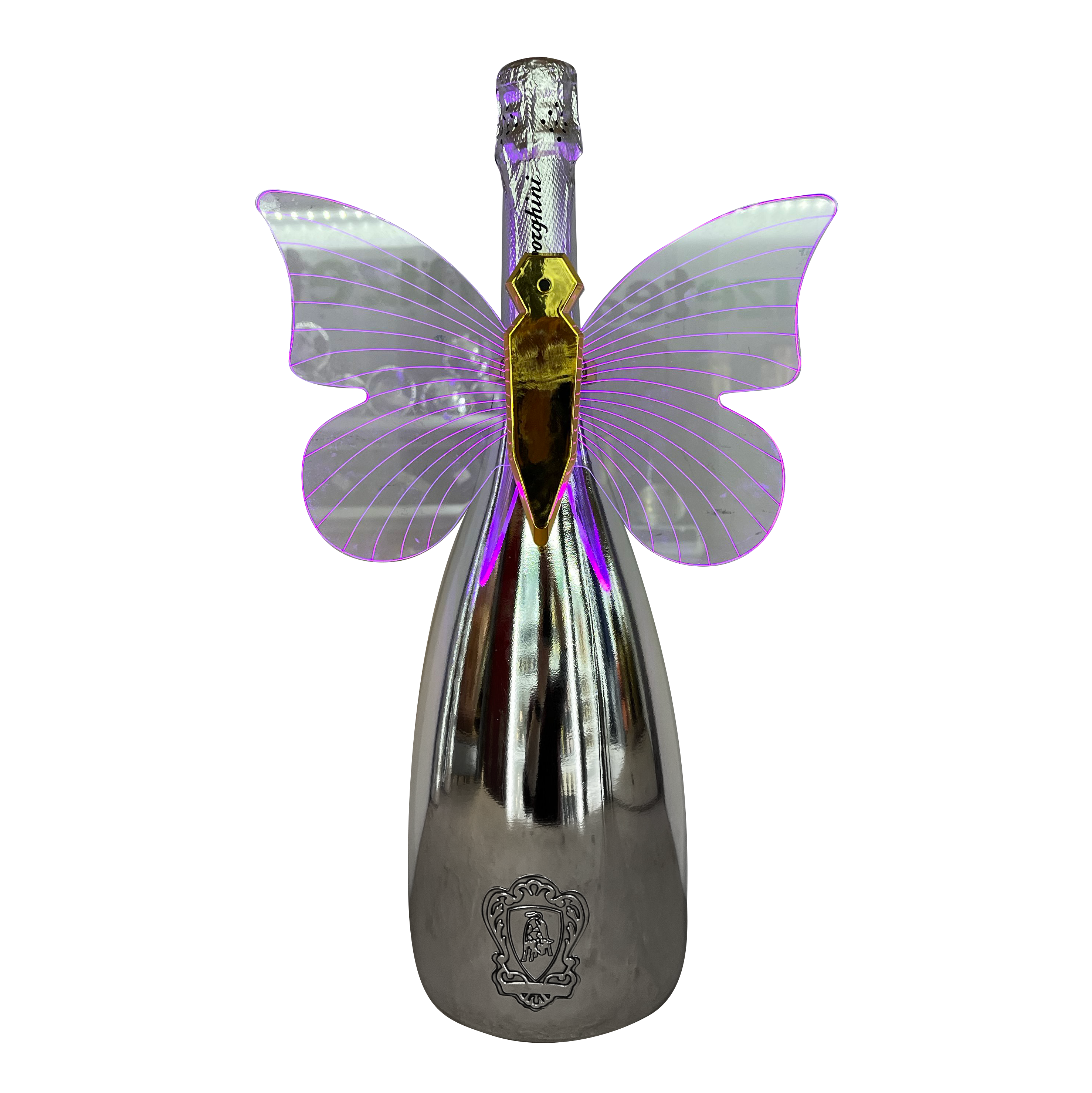 butterfly wings for a bottle of lamborghini sparkling wine